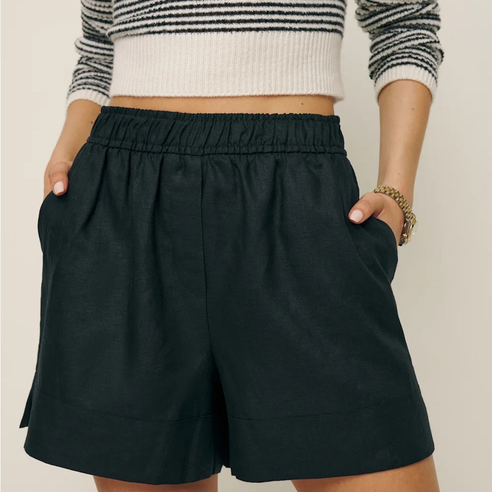 Reformation Charlotte Linen Short Black - Size L